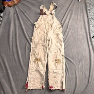 VTG 80s Carhartt Duck Insulated Double Knee Overall Mens 34x32 Brown Quilt Lined